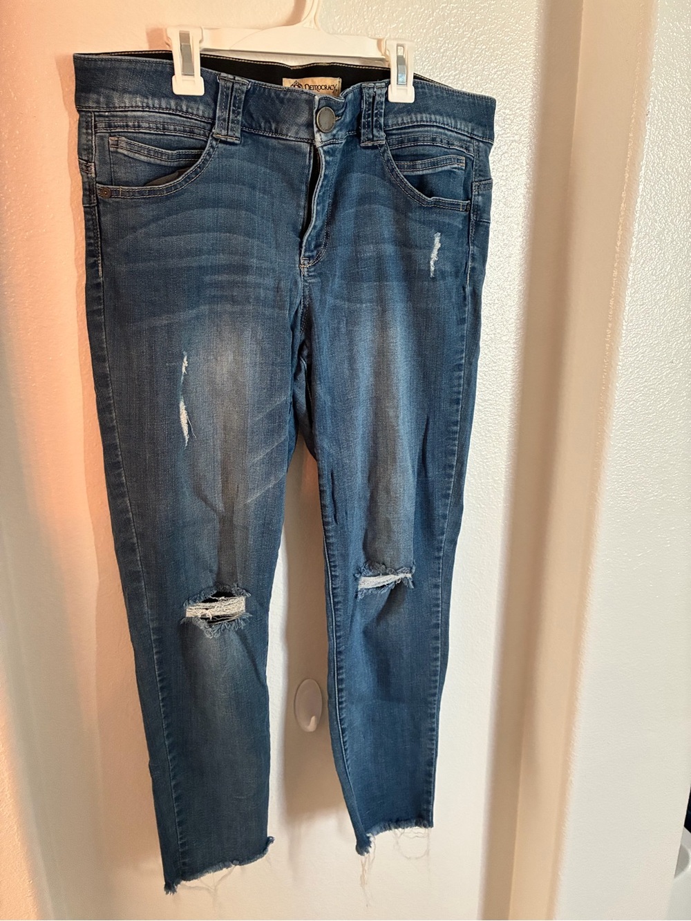 Democracy Dark Blue Distressed Skinny Jeans